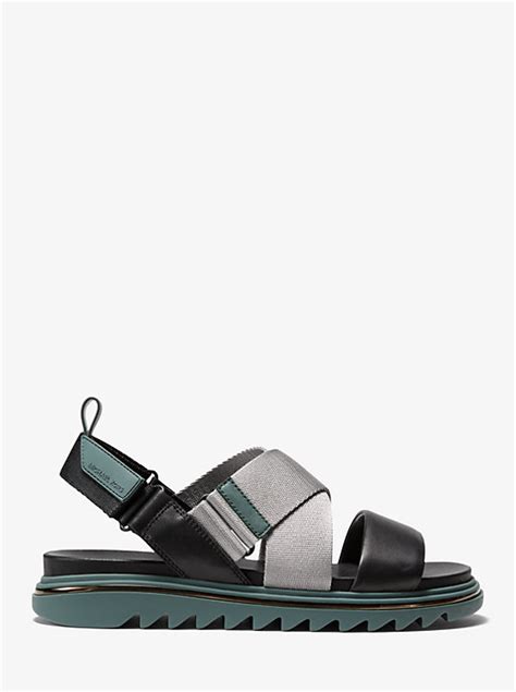 michael kors damon leather and nylon sandal|Damon Leather Sandal .